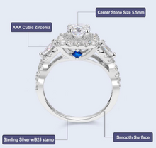 Load image into Gallery viewer, Newshe 2 Pcs Halo 925 Sterling Silver Wedding Rings For Women 1.5